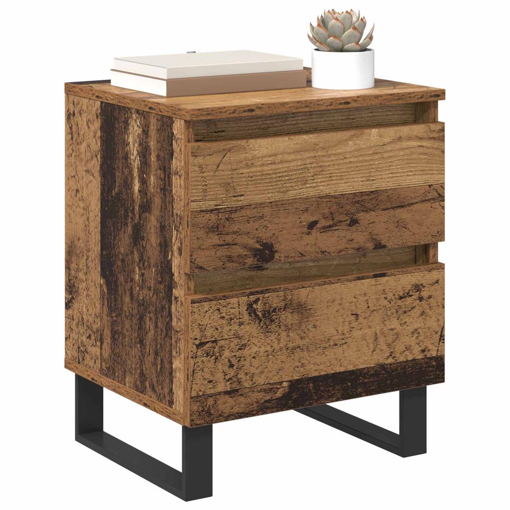 Nightstand with Drawers Reclaimed Wood Look 40 x 35 x 50 cm Particleboard