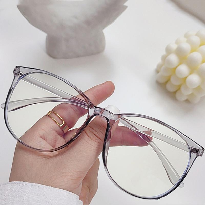 Round Frame Women s Myopia Glasses Luxury Trendy Blue Light Blocking Prescription Eyewear Unisex Clear Lens 0(anti-blue)