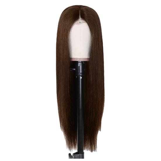 Women Long Straight Wig Middle Part Natural Looking Silky Heat Resistant High Temperature Fiber Ladies Black Brown Synthetic Hair