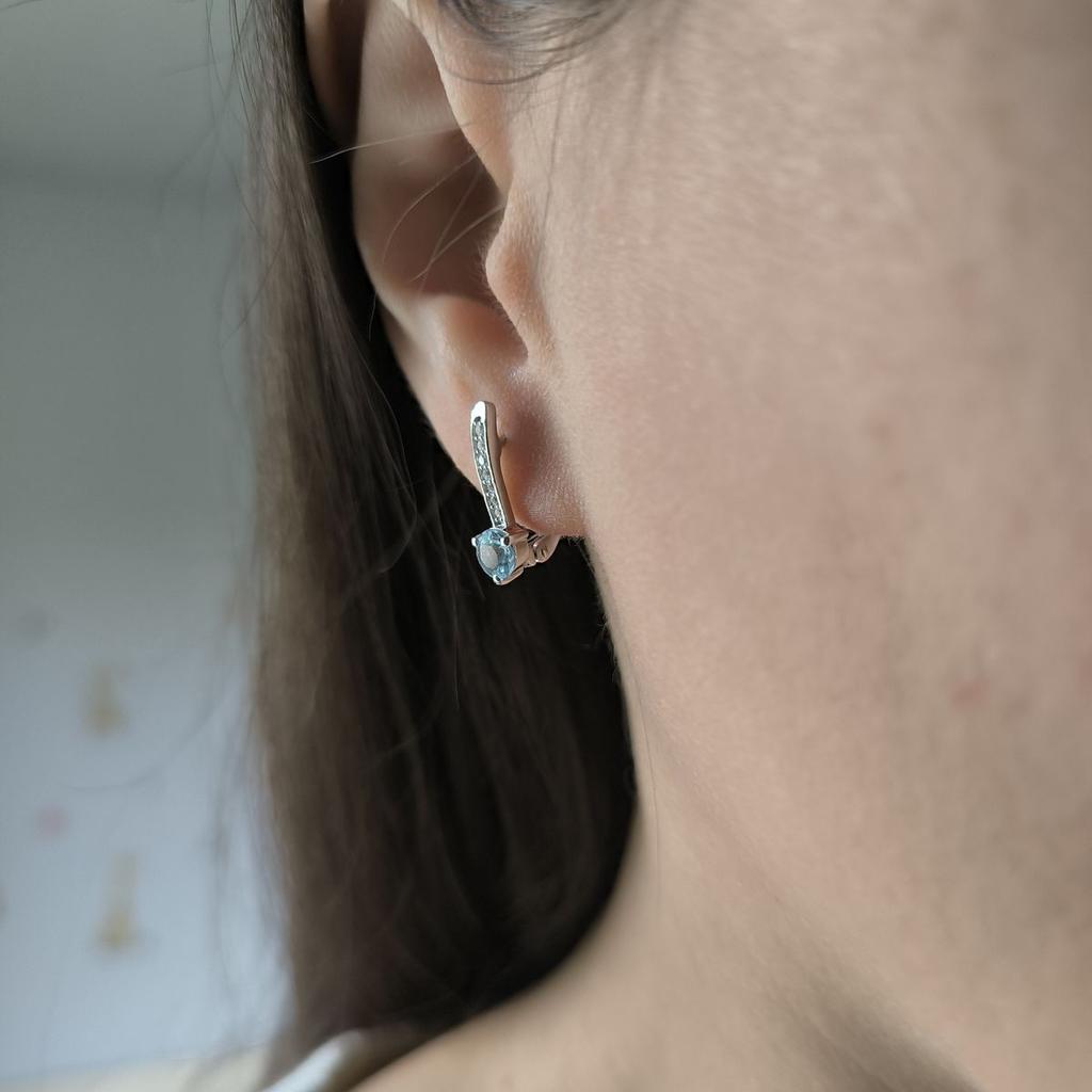 Серебряные серьги с натуральным топазом 1.211ct, фианитами (2194552)