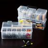 Portable Transparent Plastic Hardware Storage Box with 6 Detachable Dividers - Screws, Small Parts,Tool Storage Box