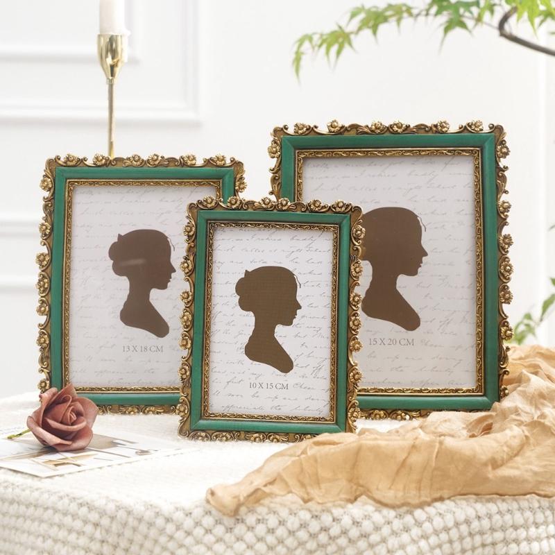 Antiker, verzierter rechteckiger Fotorahmen für Tisch- und Wanddekoration, Retro-Bilderrahmen, Dekorativer Fotorahmen, Wohnaccessoires