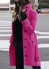 2024 Autumn/Winter Plus Size Women's Woolen Coat, Single-Breasted with Multi-Button Collar