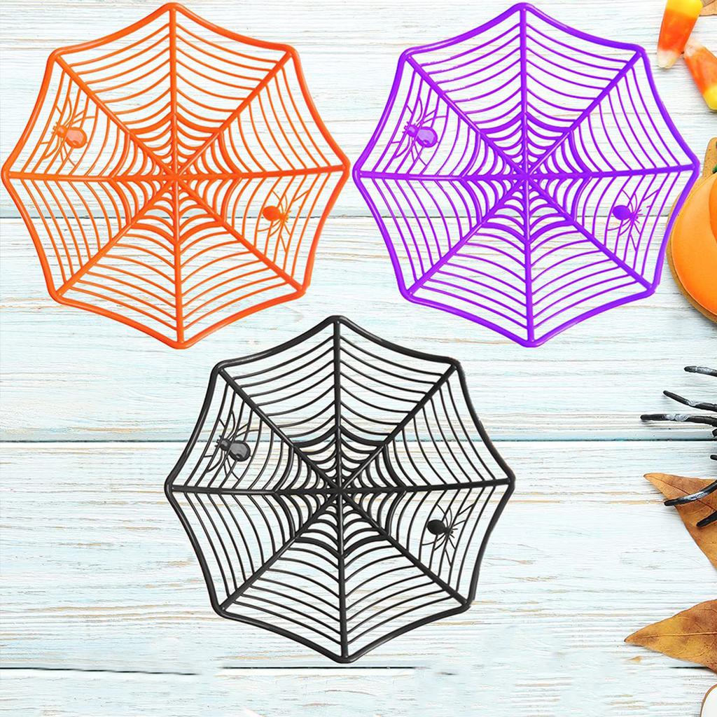 1PC - Halloween Props Spider Web Water Fruit Basket Holiday Snack Storage Plate Candy Plate Decoration
