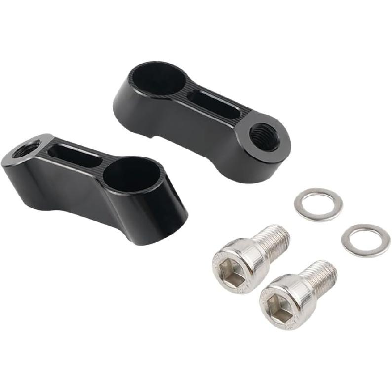 NICECNC Black Universal 2PCS Threaded 10mm Stem Mirror Mount Risers Extenders Adapters(Right-Hand!) Compatible with Motorcycle,Dual