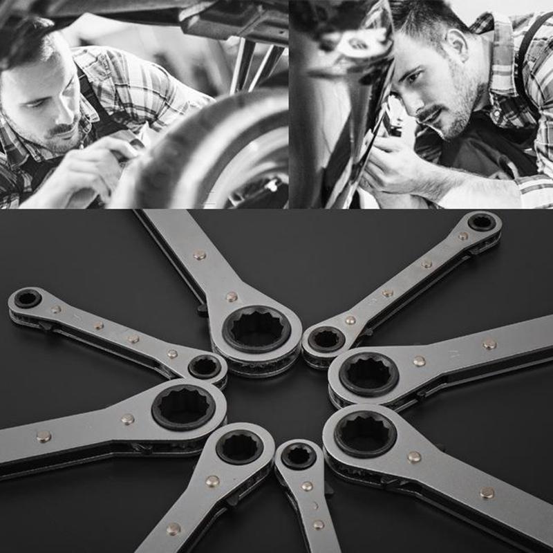 Two Way Multifunctional Wrench Ratchet Wrench Mechanical Workshop Hand Wrenches Professional Mechanic Work Wrenches Double Ended
