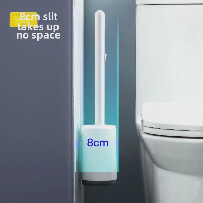 An der Wand montierte Einweg-Toilettenbürste – Doppeltrommel, keine toten Winkel, Badezimmer-Reinigungswerkzeug