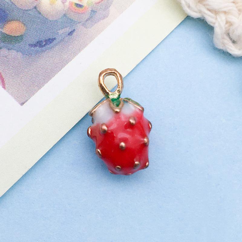 3D Fruit Drip Oil Alloy Pendants: Cherry, Watermelon, Grape Charms - Mixed 20K Gold