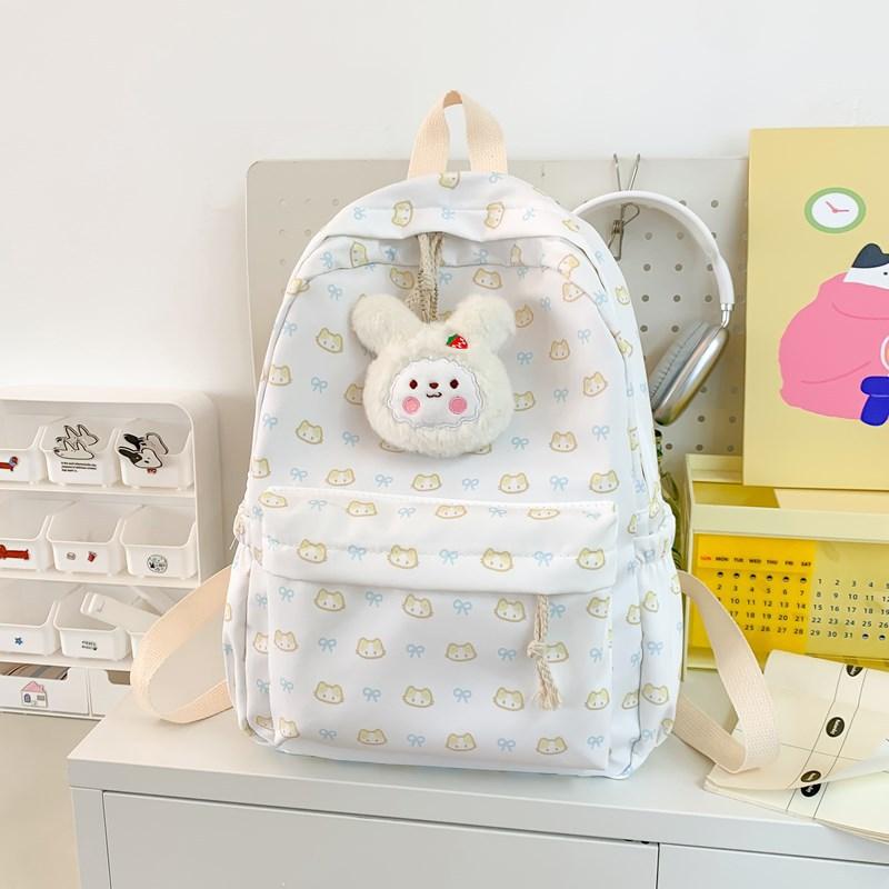 New cute flower backpack cartoon kitten student schoolbag simple casual junior high school backpack