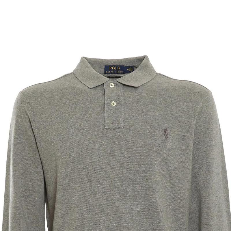 Polo Ralph Lauren SS23 Solid Logo Embroidered Long Sleeve Polo Shirt Men Tops Gray 710680790-077