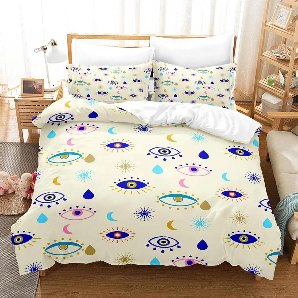Hip Hop Turkish Evil Eye Bedding Set Single Twin Full Queen King Size Aldult Boys Man Bedroom Duvet Covers Sheet Set