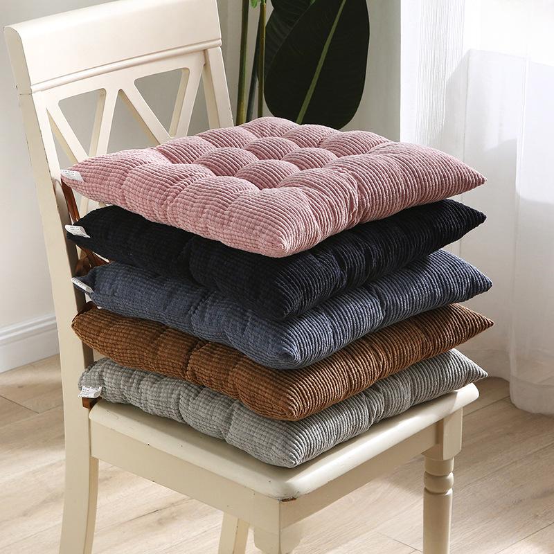 Solid Color Corduroy Cotton & Linen Seat Cushions for Window, Office, and Dining Chairs