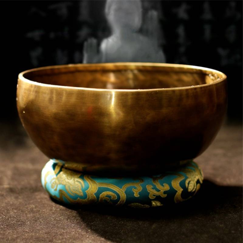 Large Copper Buddha Sound Bowl For Meditation And Religious Rituals With Handcrafted Art