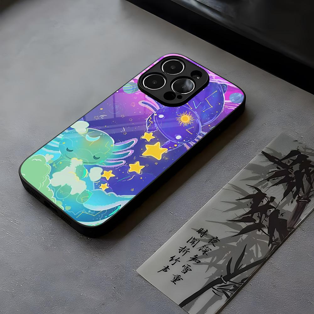 Axolotl And Ramen Phone Case Tempered Glass For IPhone 17 13 14 16 12 15 11 Pro Max Plus Mini X XR SE2020 Coque