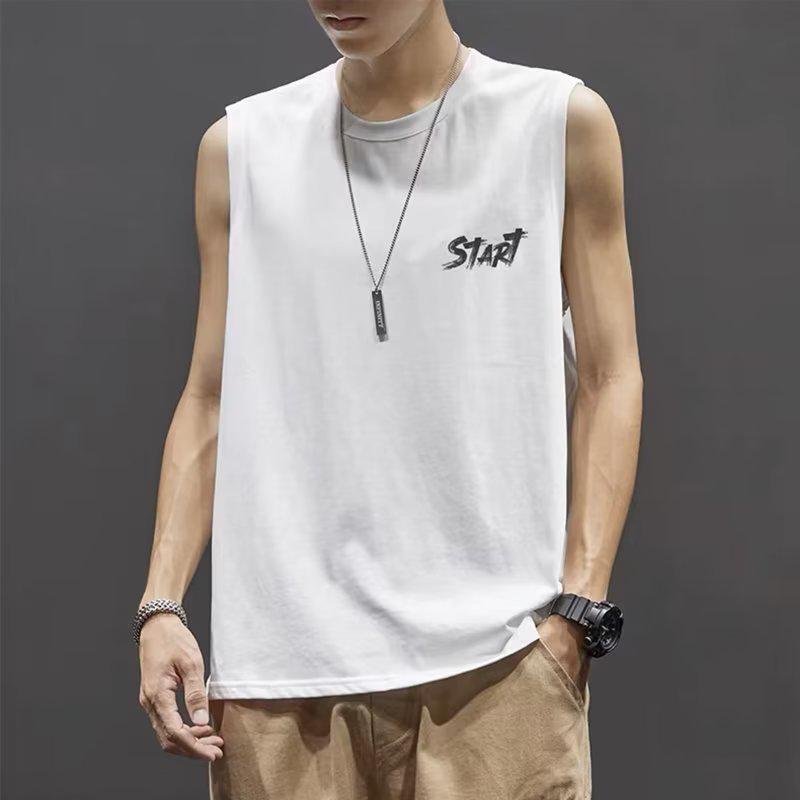 

Мужская модная летняя майка без рукавов - Свободный крой в американском стиле Extra Large белый