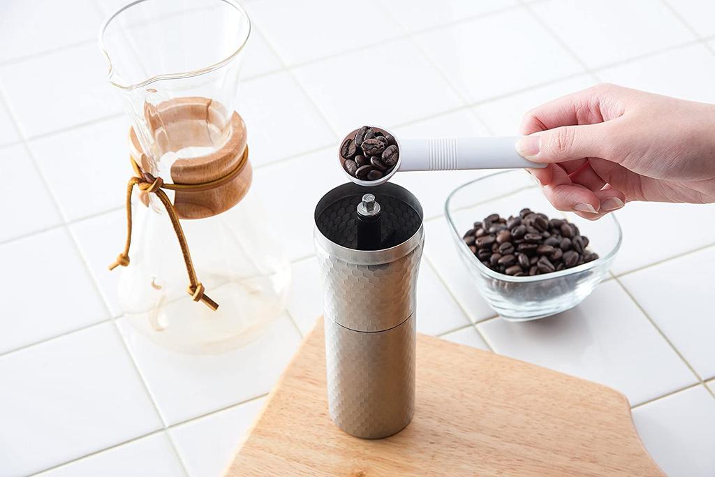 Kawasaki Synthetic Resin Hand Coffee Mill, MILLU SUS Coffee Mill, Hammered Finish, Made In Japan, MI-031