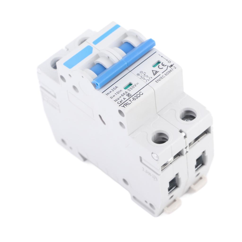 DIN Rail Mount Circuit Breaker Miniature Circuit Breaker 2 Pole DIN Rail Mount Circuit Breaker Disconnect 550V 20A