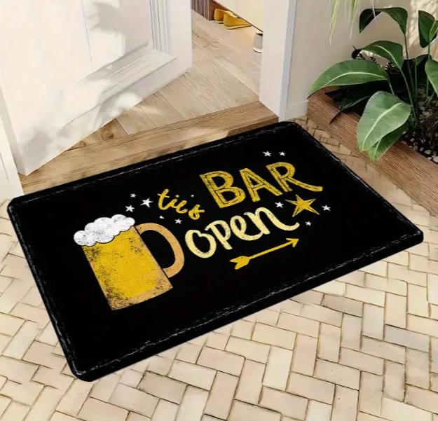The Beer Welcome Mat Themed 'bar Open' Features Anti Slip Design Living Rooms Kitchens Dining Rooms Terraces Cafes Home Decor
