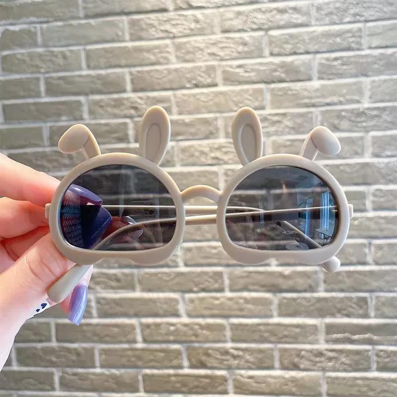 Children Sunglasses  Fashion Oval Rabbit Ears Kids Sun Glasses Boys Girls Goggles Baby Cute Shades Uv400 Travel Glasses