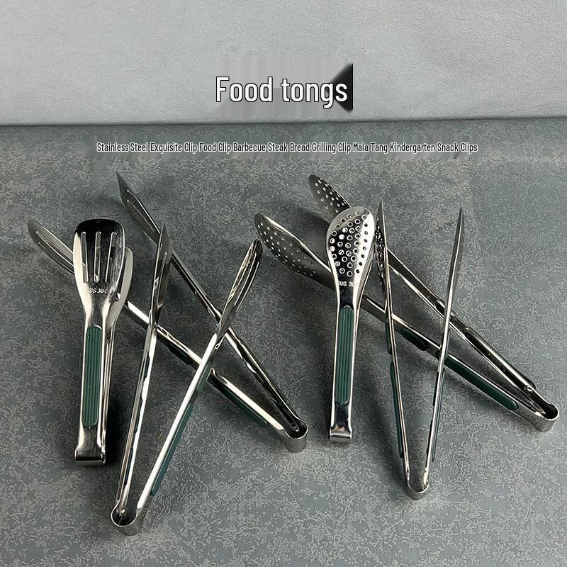 304 Stainless Steel Green Handle Food Tongs