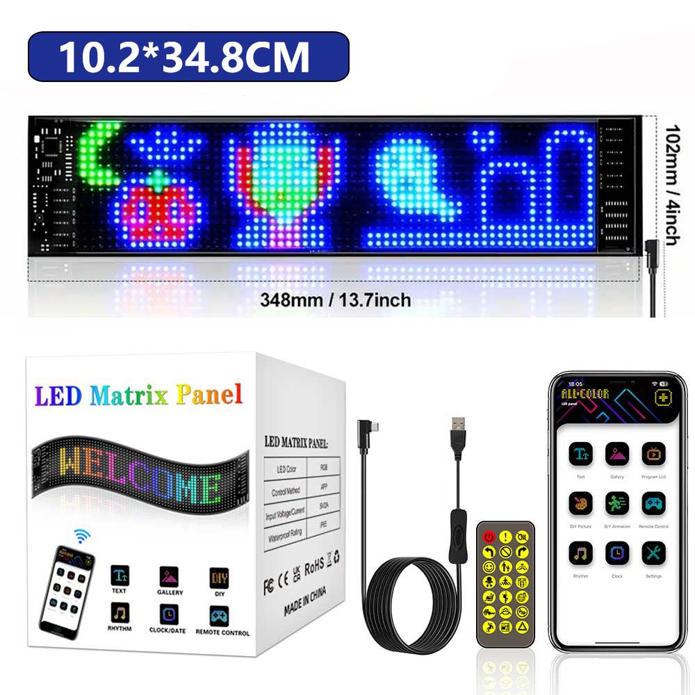 Car/Truck LED Matrix Pixel Panel Light Bluetooth Smart App Control Scrolling Advertising Car Sign Animation with Custom Function