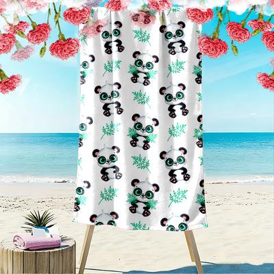 Cute Panda and Bamboo Pattern Design Beach Towel Quick-drying for Travel Outdoor Sports Jogging Beach and Swimming