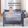 Adjustable Folding Baby Crib - Multi-functional Bedside Sleeper & Newborn Play Area