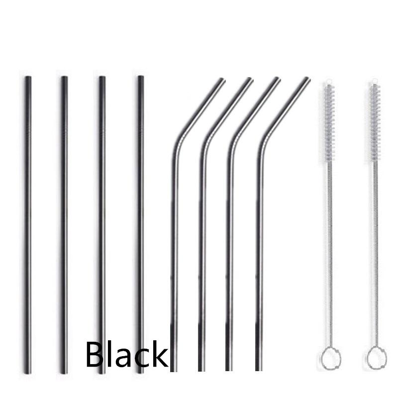 Metal Straw Reusable Drinking Straws Stainless Steel Bag Straw 8pcs Straws + 2pcs Brushs + 1pcs Bag Barware