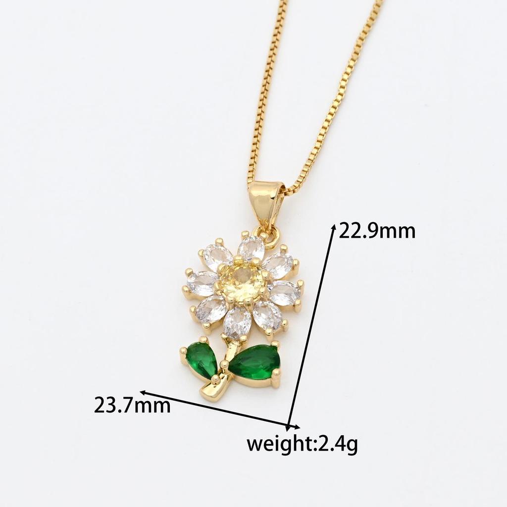 Zirkonia Tulpe Sonnenblume Anhänger Halskette - Luxuriöse Damen Schlüsselbein Kette Accessoires