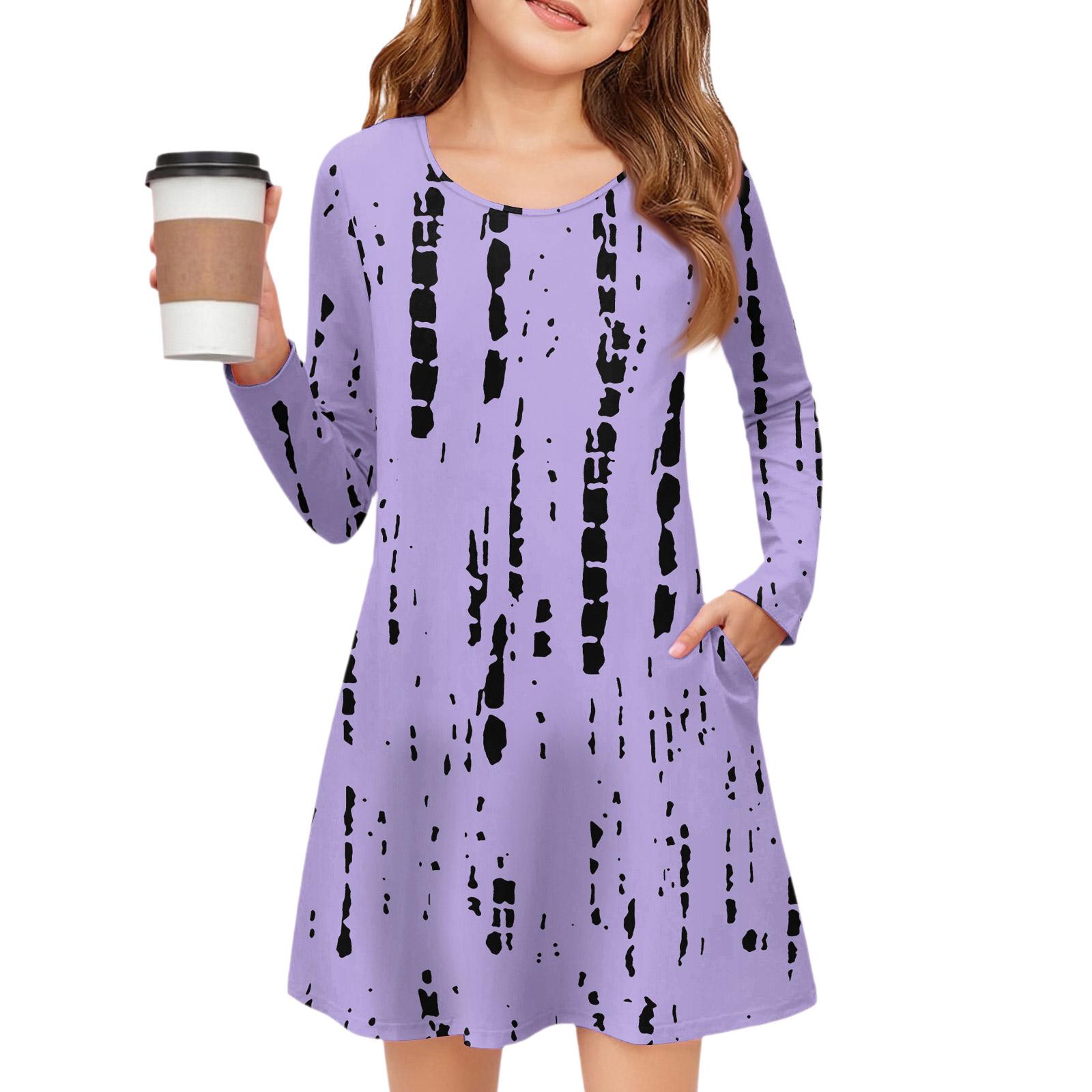 

Платье с длинным рукавом для девочек - Платье с цветными карманами 120 фиолетовый