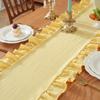Solid Color Ruffled Edge Table Runner Rustic Style Tables Cover Dinning Table Runner  Kitchen Decor