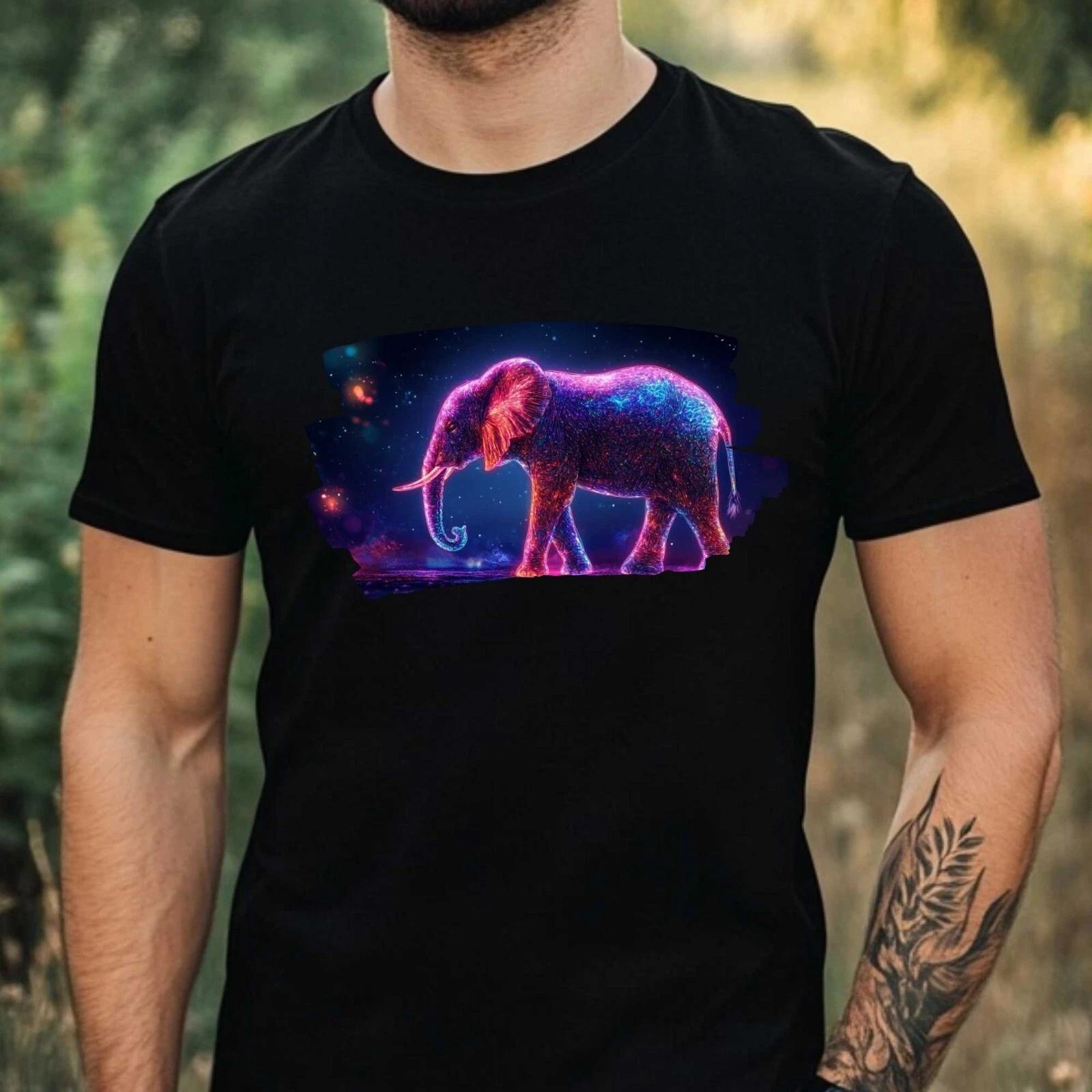 T-Shirt Herren Neon Elefant Motiv Baumwolle Größe XS bis 5XL XXL