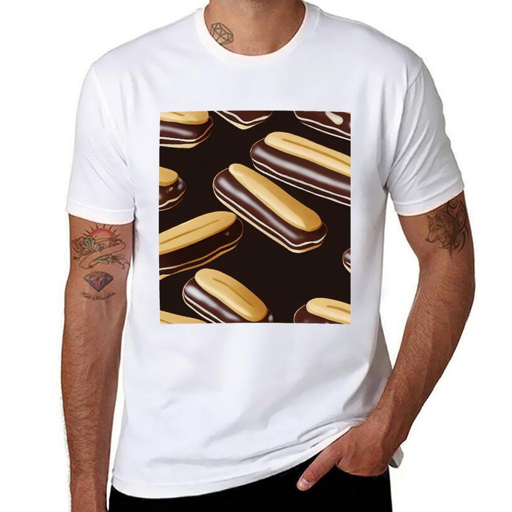 Chocolate Eclairs pattern T-Shirt funny t shirts man cotton t shirts man 100% T-Shirt