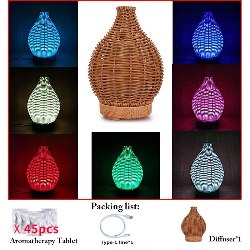 Difuzor de ulei ential Umidificatoare de ceață de aromă din ratan Difuzoare de aromoterapie Waterl Protecție de oprire automată pentru casă