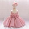 One-Year-Old Baby Princess Dress with 3D Floral Design for Special Events or Piano Performances