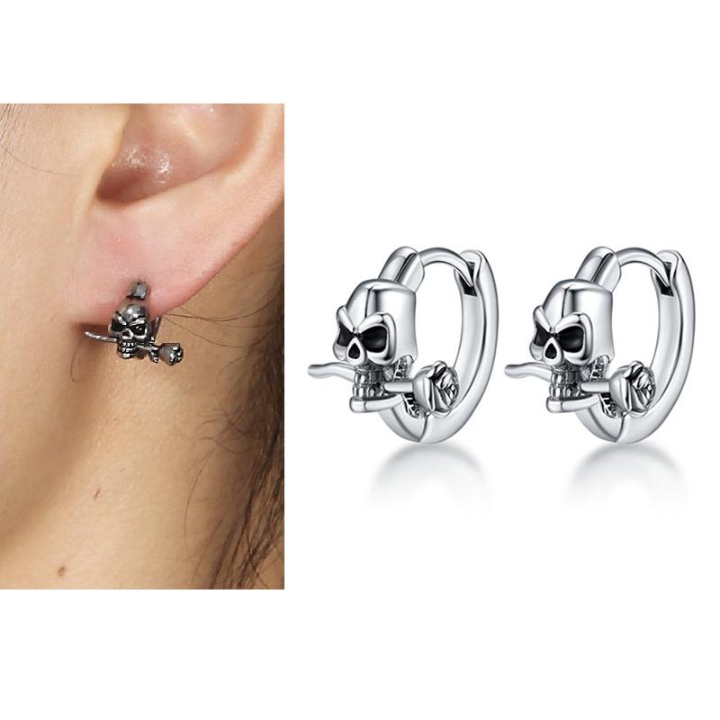 2 Stück/1 Paar Herrenohrringe Einzigartiges Design Kleine Creolen für Damen Edelstahl Vintage Farbe Punk Gothic Trend Schmuck