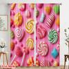 Pink Candy Theme Pattern Print Drapes Room Darkening Window Curtains for Home Decor,Rod Pocket Blackout Curtains Bedroom