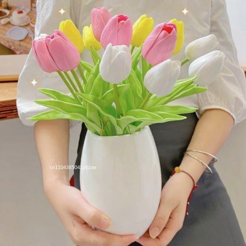 1/3/5PCS Artificial Flowers Real Touch Tulip Scrapbooking Vase Home Decor Wedding Garden Mother's Day Bouquets