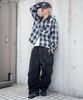 WEGO Ombre Check Shirt Street Loose Oversized Size Black Check Men's Jacket, Outerwear, Style, Fit, Silhouette, Fall/Winter Clothes, Gift, M,