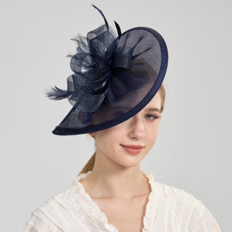 Elegant Feather-Style Mesh Veil Kentucky Derby Hat and Evening Hair Accessory
