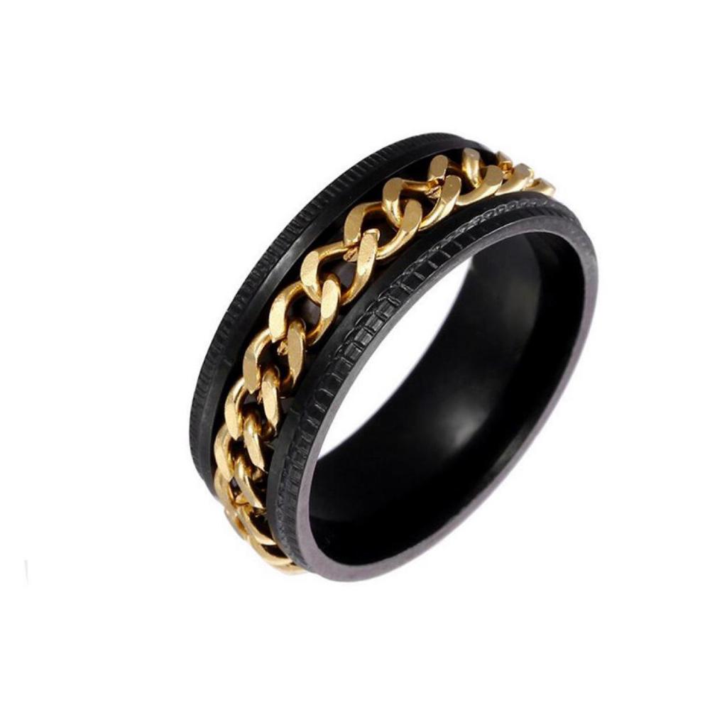 Men's Stainless Steel Titanium Embossed Chain Rotatable Ring Bottle Opener Jewelry