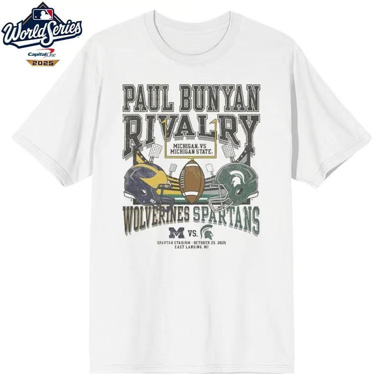 Michigan Spartans vs Wolverines 2025 Paul Bunyan Rivalry Helmet Retro Shirt Unisex T-Shirt XXL
