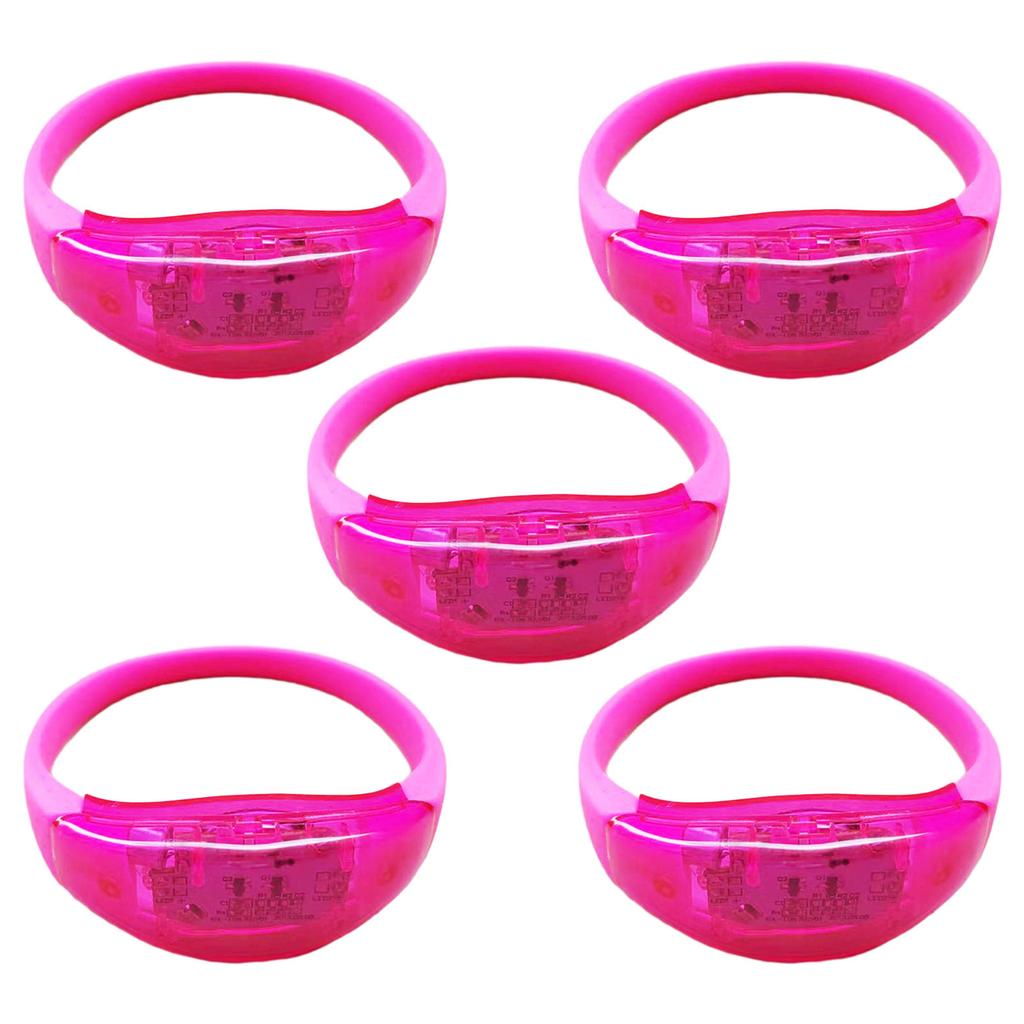5pcs Voice Controlled LED Luminous Bracelets Flashing Silicone Bangle Light Up Wristbands for Christmas New Year Decor