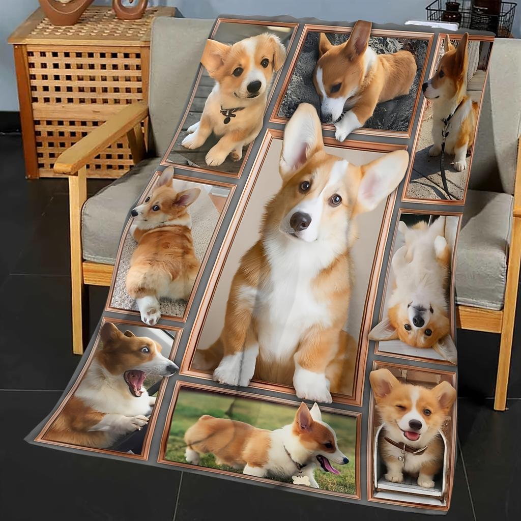 Adorable Corgi Collage Print Blanket - Cozy and Cute Home Essentials, Perfect for Any Room, Adds a Sweet and Playful Touch