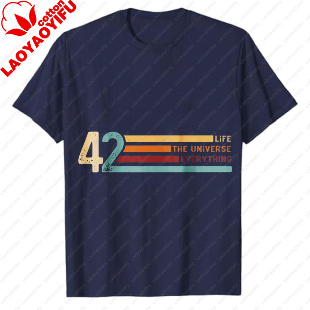 

42 The Answer to Life The Universe and Everything TShirt Retro Striped Hitchhikers Guide to the Galaxy Allmatch Graphic Tee S