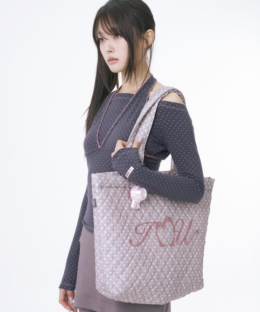 Innermuseum Glitter Dot Quilted Bag (Pink Bear)
