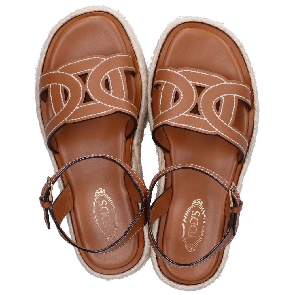 TOD'S Excellent Condition XXW17L0IJ00MIDS410 Platform Logo Kate Wedge Sandals Shoes 36 BrownUsed