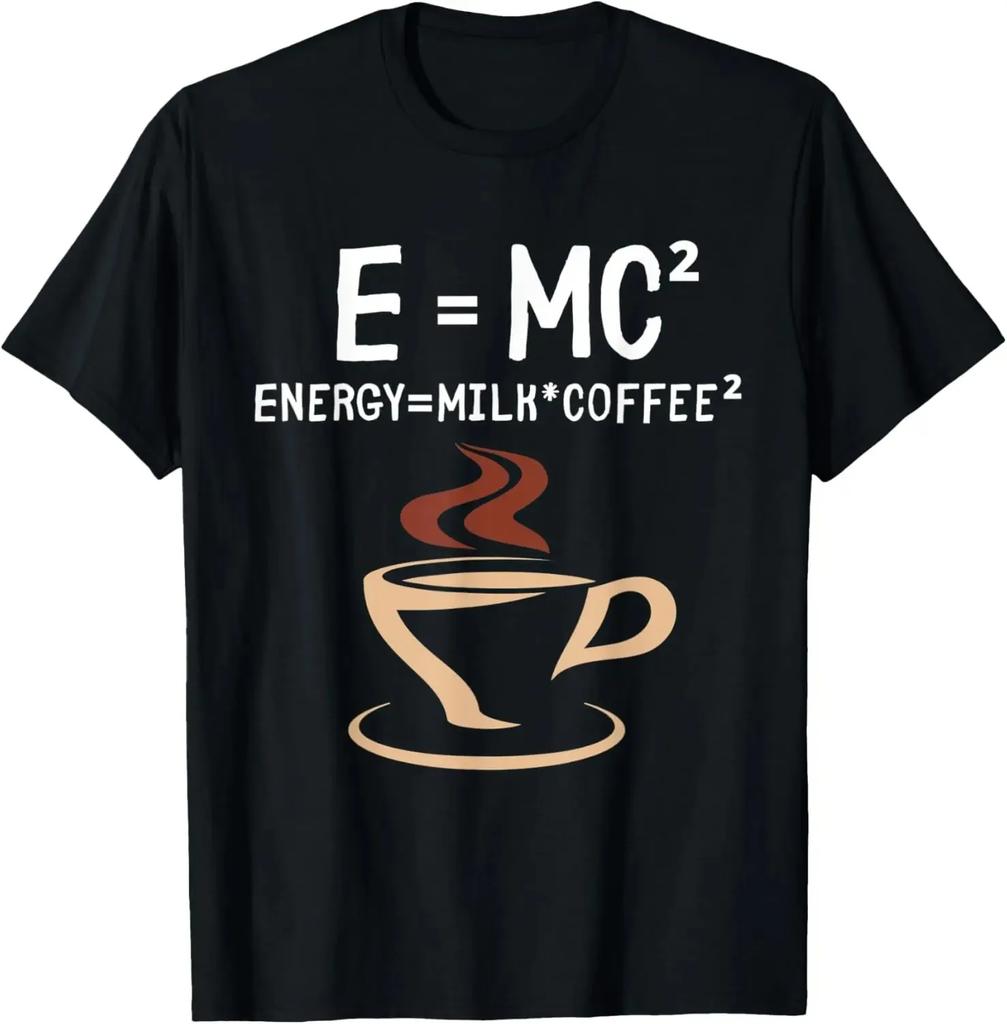 EMC2 Funny Science Coffee Energy Milk Coffee Gift TShirt Printed Graphic T Shirts Graphic T Shirts Camisas Streetwear