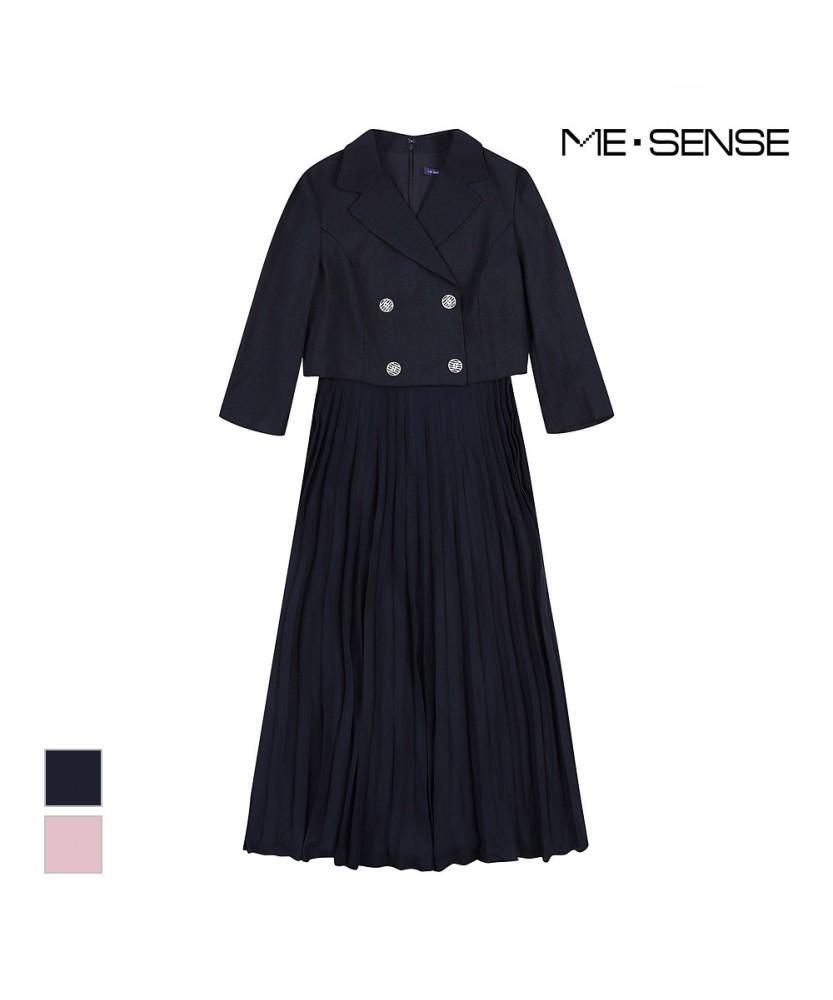MESENSE Pleated Hem Contrast Dress_Mb33Opm182A