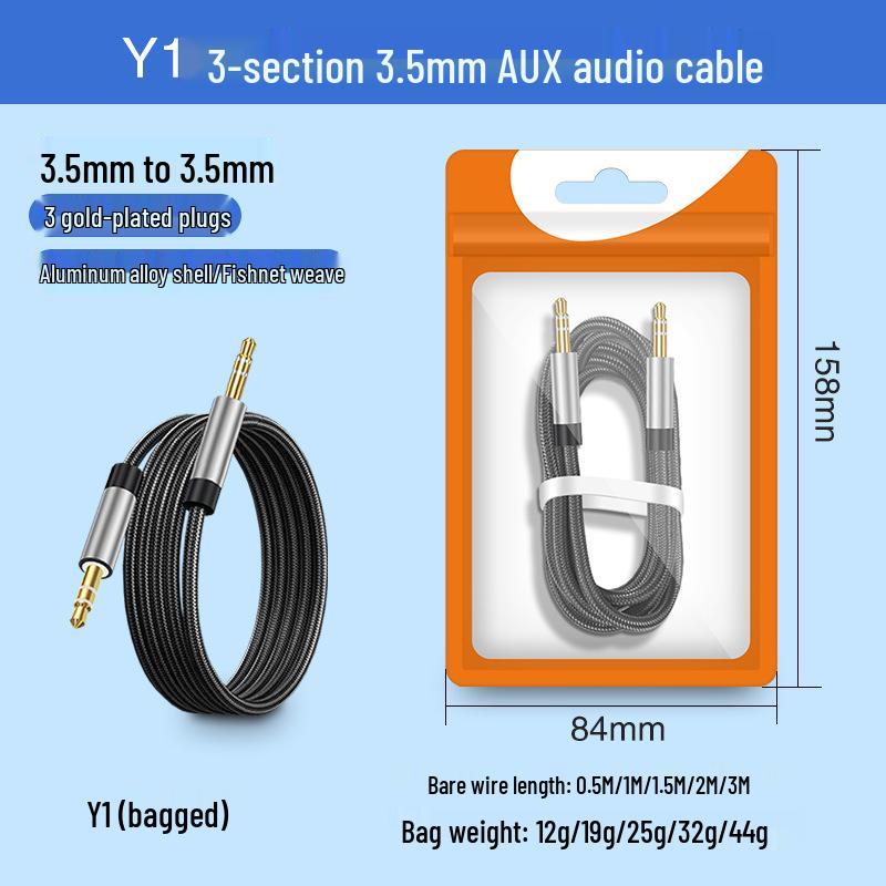 3m Braided Type-C to 3.5mm Car Audio Cable for Apple Devices